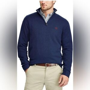 Chaps Men’s “Newport Navy” Knit Sweater with Logo & 1/4 Zipper (Size: Medium)